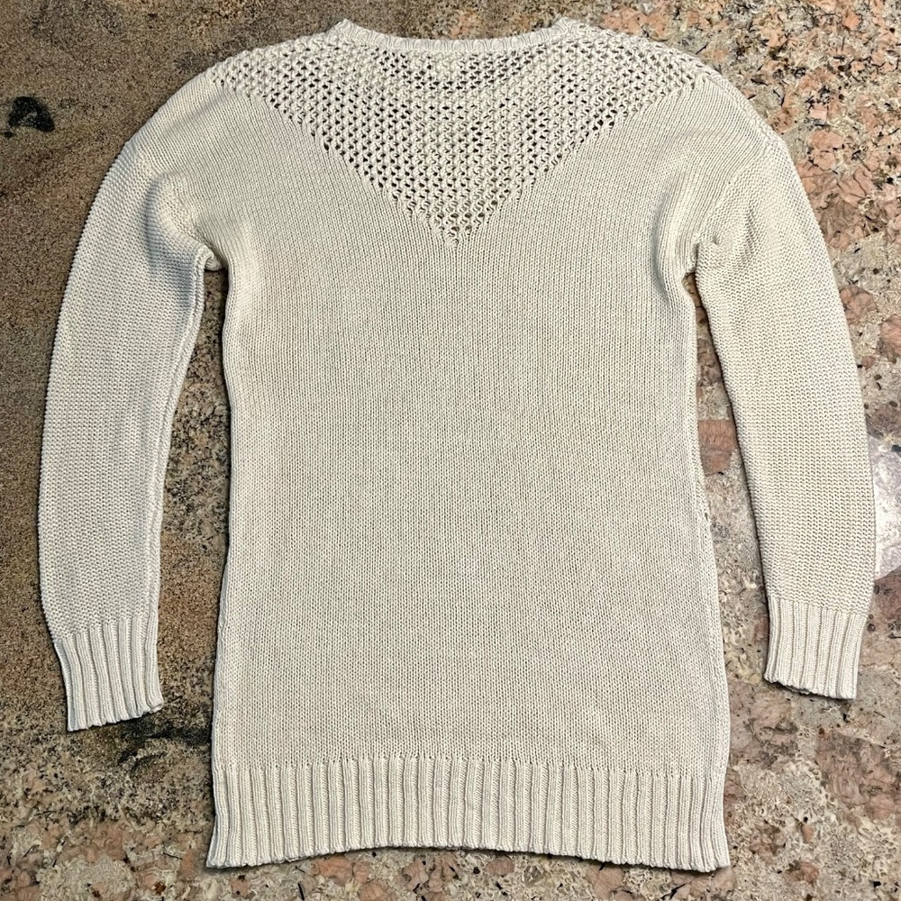 Roxy Ivory Crochet Knit Pullover Sweater Tunic Small Like New - Picture 3 of 8